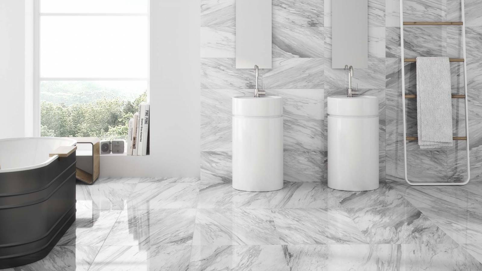 Carrelage Salle de Bain sol et mur effet Marbre - TODAGRES