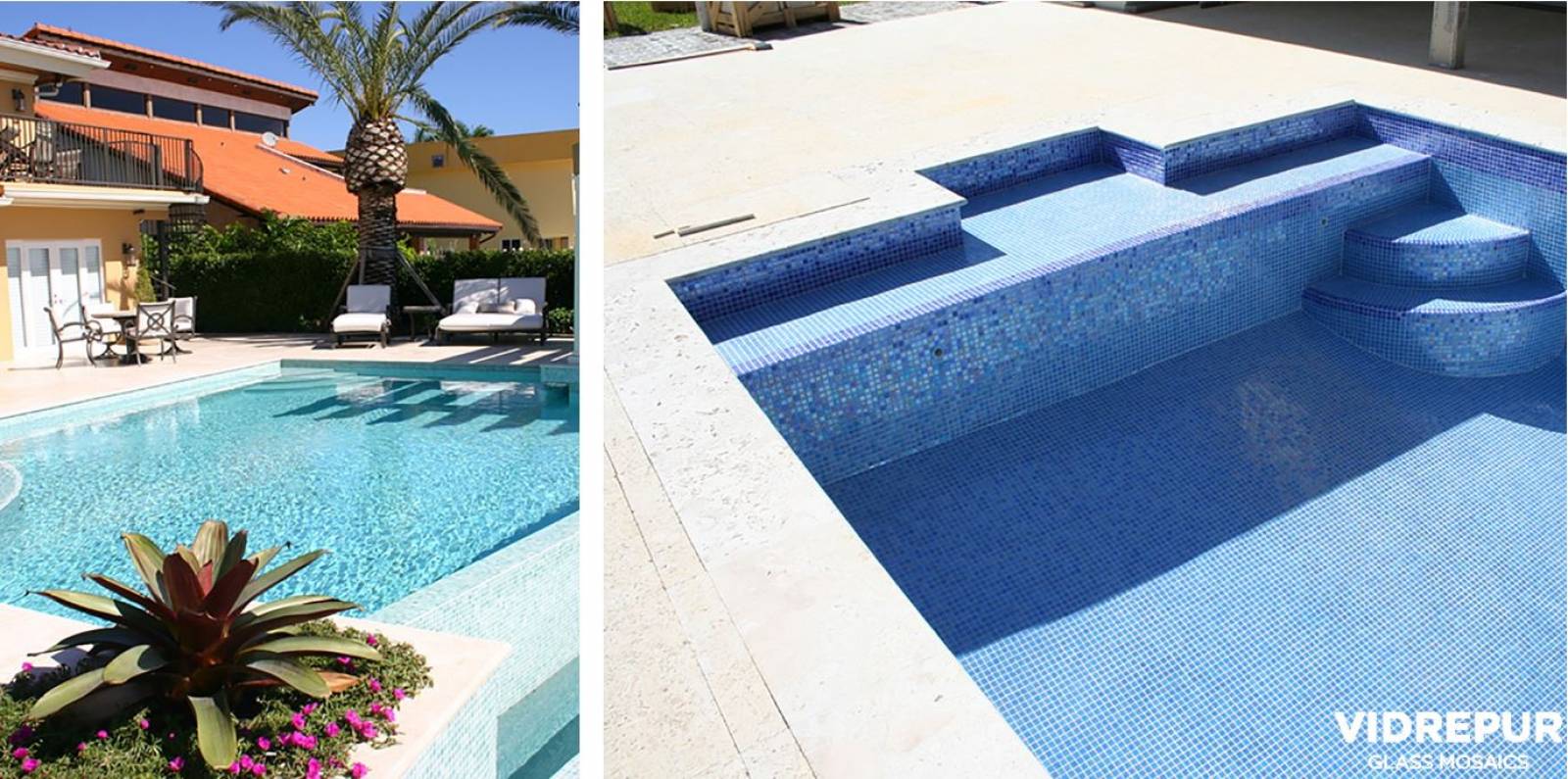 Mosaïque bleue dénuancée pour piscine - DIRECT MATERIAUX en partenariat avec VIDREPUR