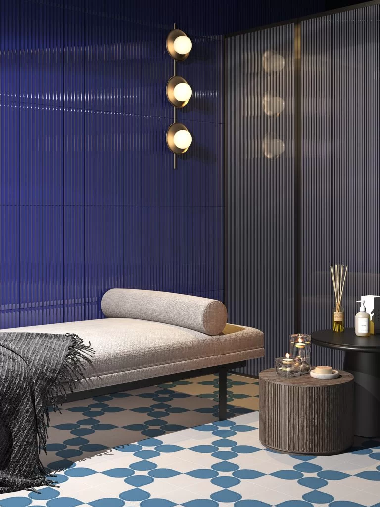 Carrelage mural effet relief brillant pour salle de bain à Cuges les Pins