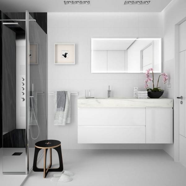 Plan de toilette avec Vasque intégrée effet marbre  SALGAR Aubagne